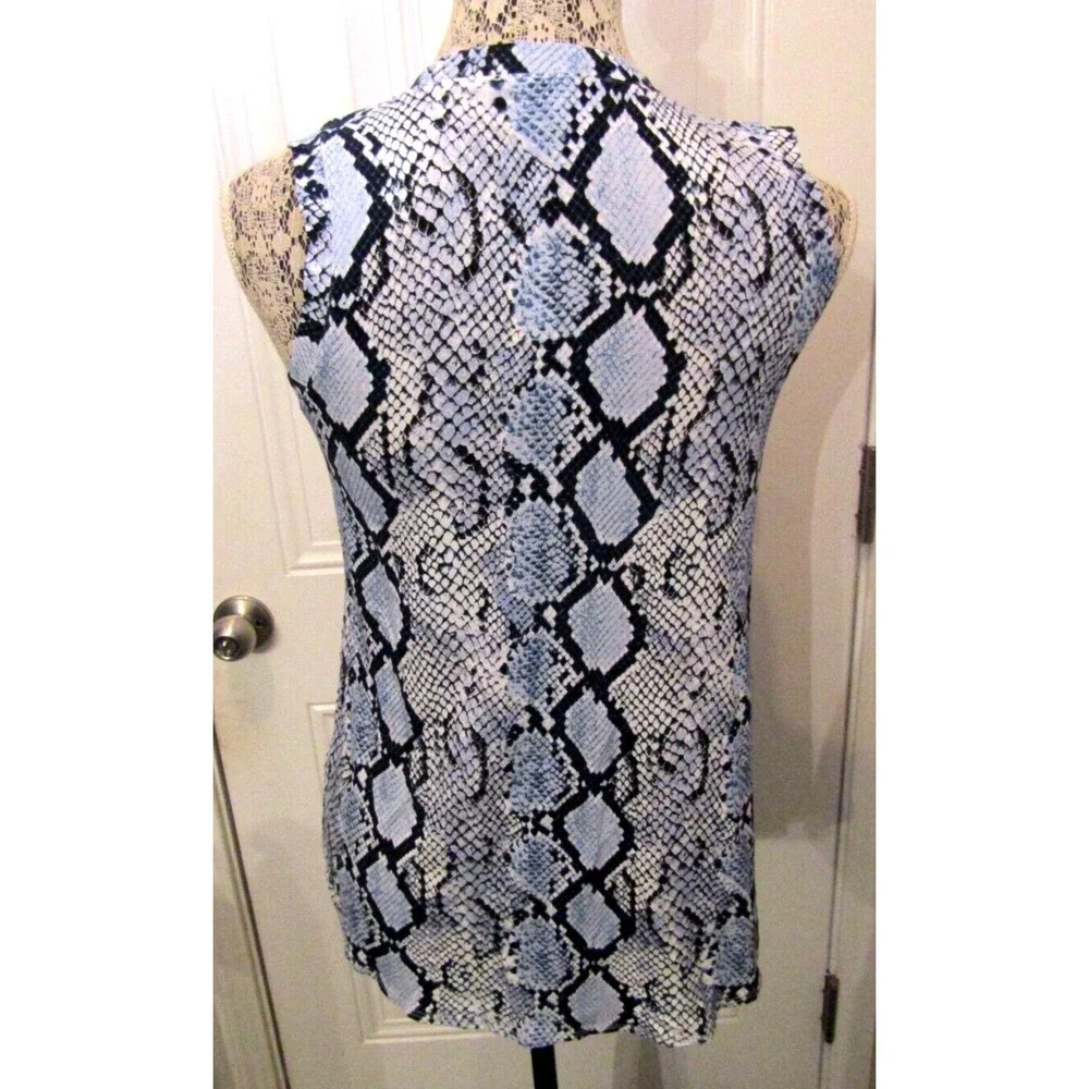 Pure Amici Tank Top Blue Snakeskin Print Blouse NWT Womens Size M